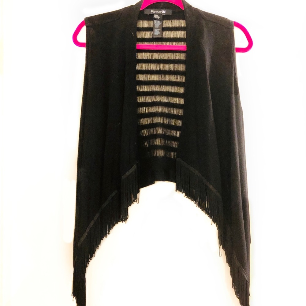 Forever 21 Fringe Sleeveless Cropped Kimono